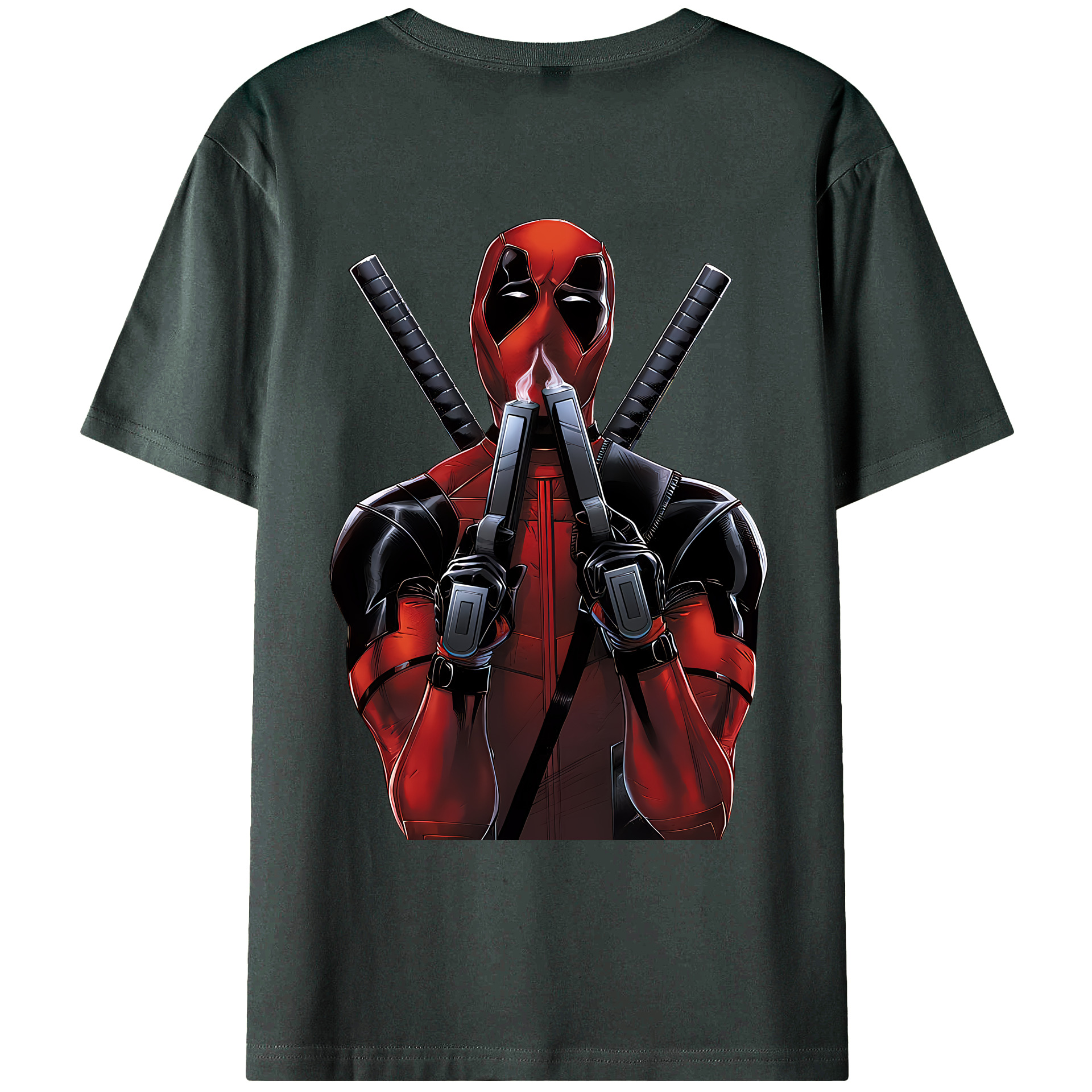 （画像用） Deadpool デッドプール 綿100％ メンズ半袖Tシャツ（バックプリント） 通気性